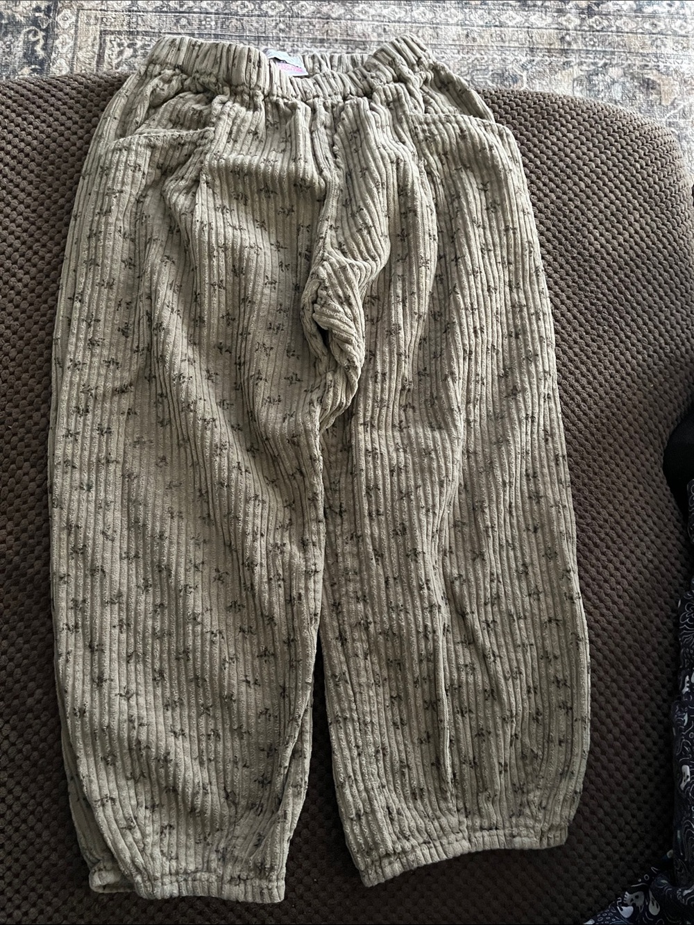 Zara girls Kids Elastic Waist Beige Ribbed Pants